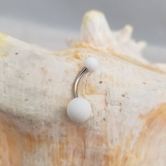 Two double acrylic ball belly button rings white and black NWT stainless steel - Picture 5 of 5